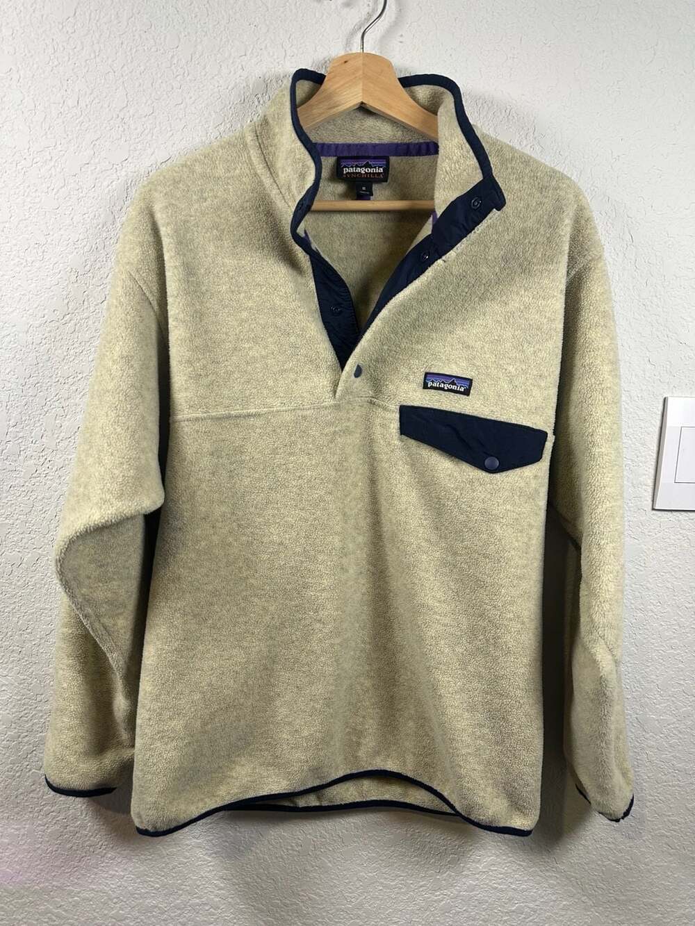 Men’s Patagonia Synchilla Snap-T Pullover Size M Tan Fleece
